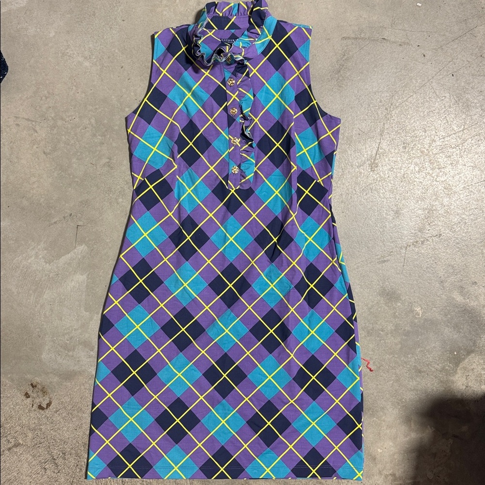 Katherine Way‎ Purple and Blue Checkered Dress box 44